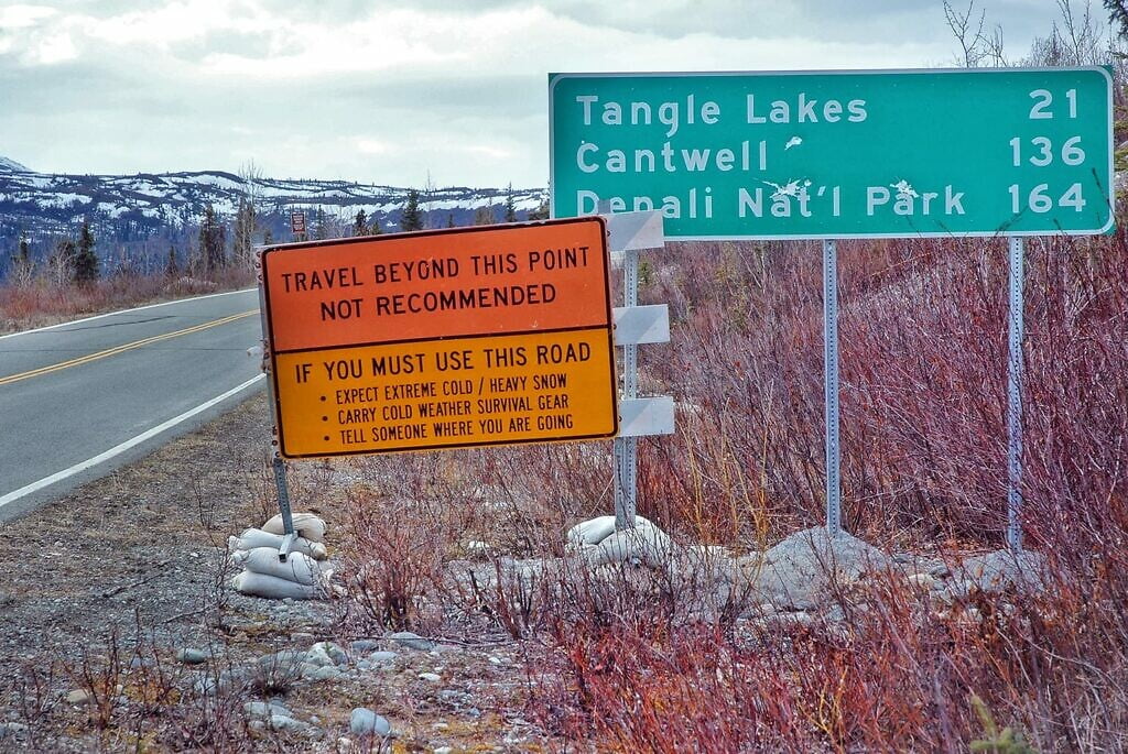 Denali Highway warning