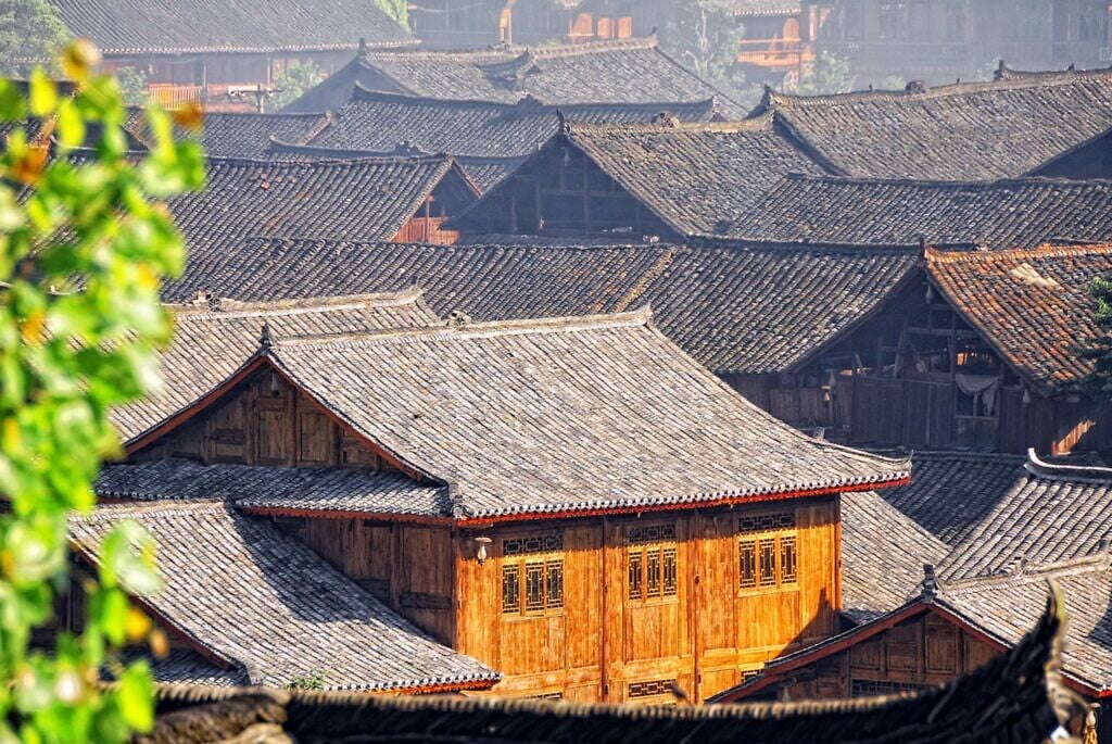 Traditionele daken in Xijiang